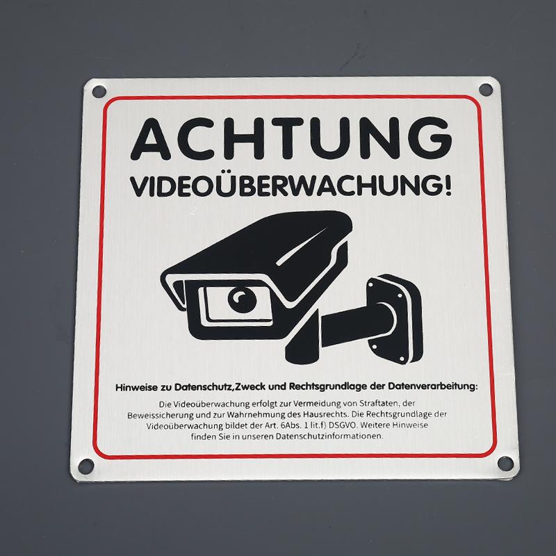 1 шт. Прочный алюминиевый знак видеонаблюдения - Немецкий "Achtung Video Überwachung" с иконкой камеры