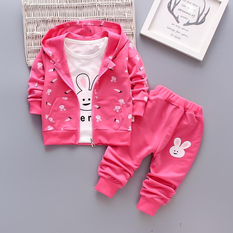 Baby Girl Fall Print Set Girl Clothes Three-piece Children's Clothes Fashion Outerwear