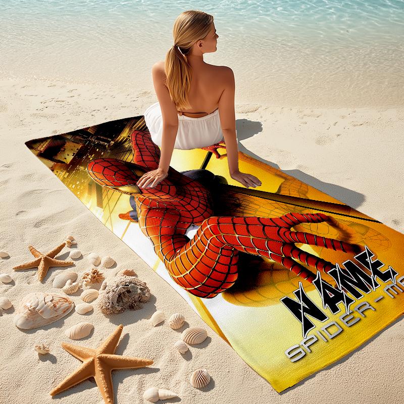 Personalized "Spider-Man: Urban Battle" Beach Towel Microfiber Beach Towel Thin Absorbent for Beach Swimming Yoga Bath Sports. 0910242