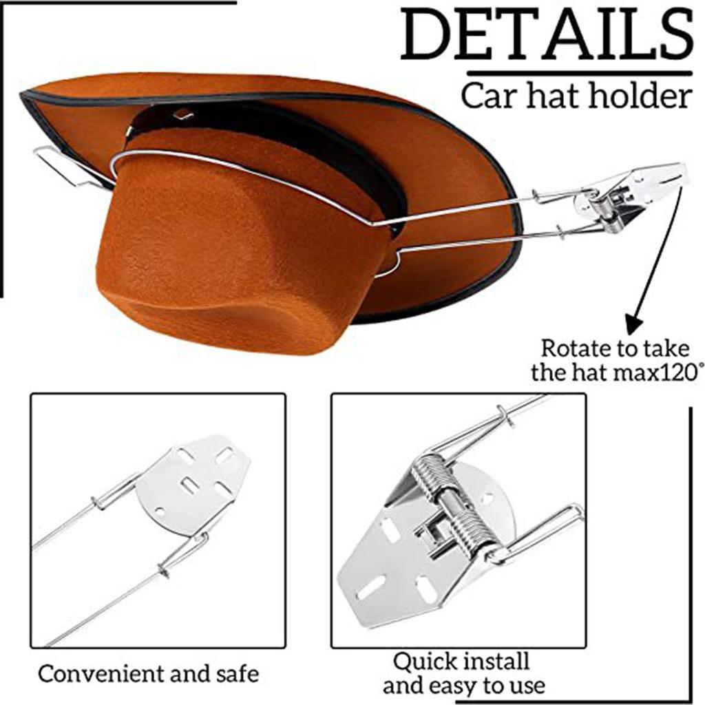 Car Cowboy Hat Holder Rack for Pickup Car Truck SUV Car Hat Hook Hanger Car Interior Accessory Sturdy Cowboy Hat Holder
