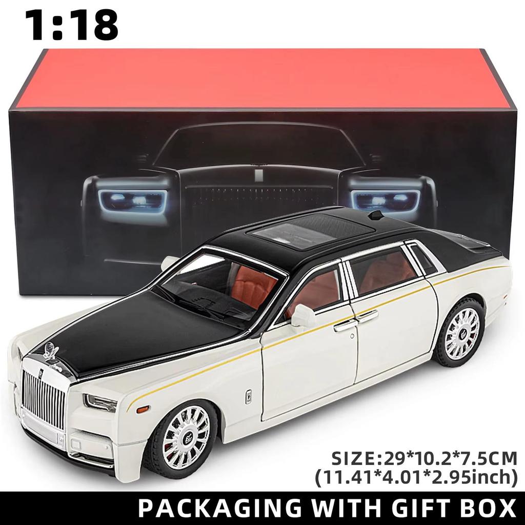 1:18 Модель автомобиля Rolls-Royce Phantom со звездным небом и люком на крыше из цинкового сплава, игрушечная литая машинка со звуком и светом, реалистичные коллекционные украшения