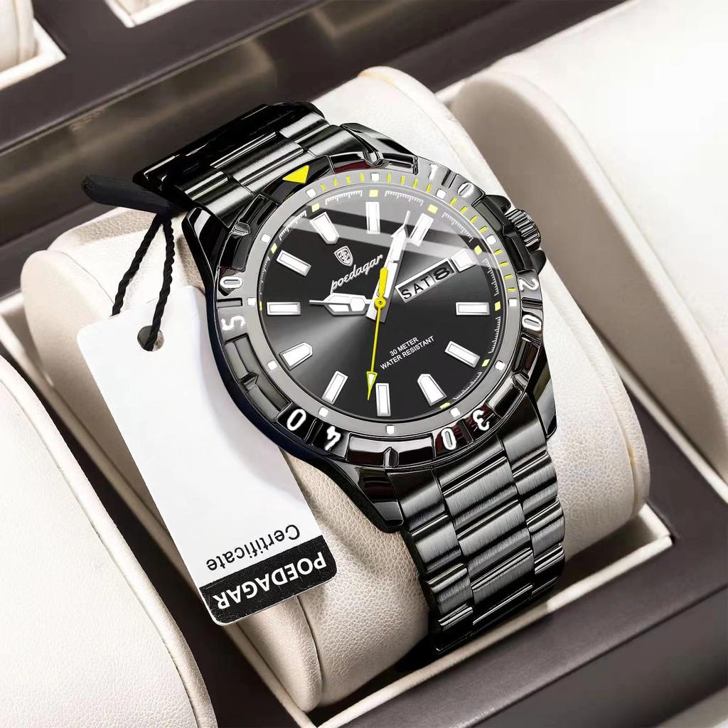 Luxury Man Watch Waterproof Luminous Date Week Men Watch Casual Male Clock Stainless Steel Sports Men's Quartz Watches