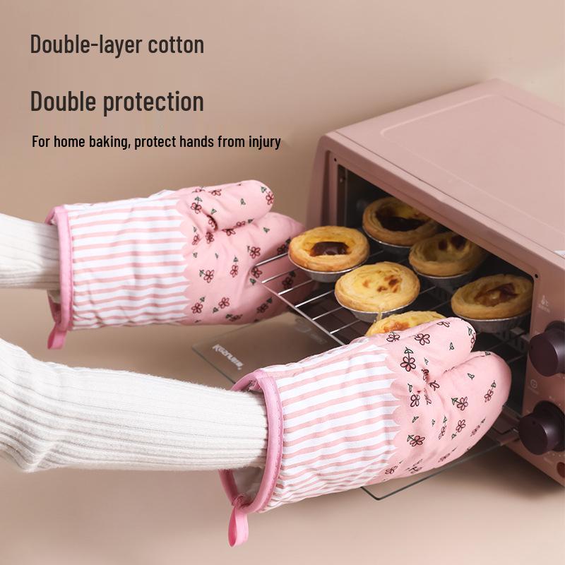 Thick Cotton Heat-Resistant Kitchen Oven Gloves