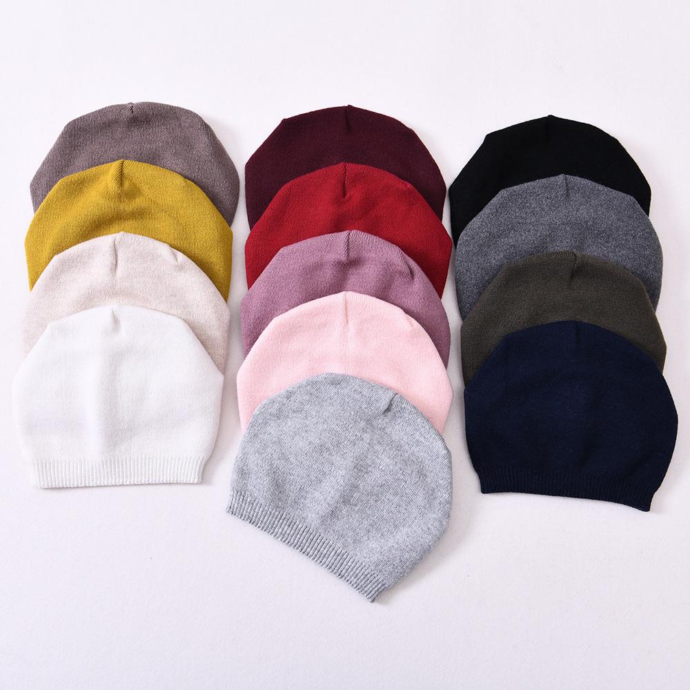 Solid color big beanie new soft and comfortable men's and women's warm wool hats soft waxy knitted hats