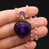 Sweater Chain Perfume Bottle Necklace Natural Stone Amethyst Perfume Bottle Pendant For Women Christmas Halloween Gift Chain 80cm