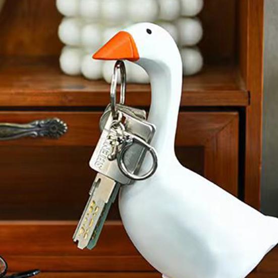 Магнитный держатель для ключей в виде гуся, статуэтка, вешалка для ключей в виде утки, полимерная фигурка, скульптура, украшение для дома, офиса, настольный декор