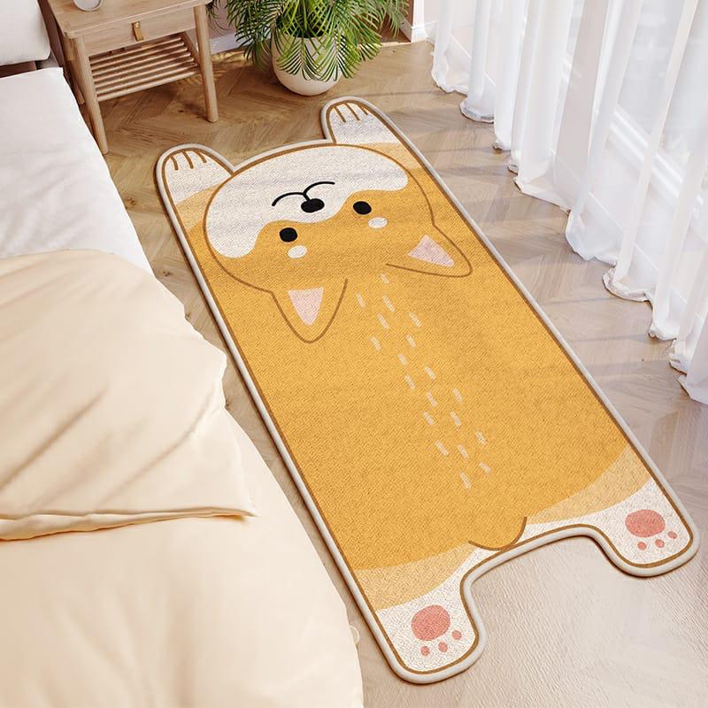 Простой мультяшный коврик для ног с милым котом, имитация кашемирового ковра, прикроватное одеяло для гостиной, спальни, детский напольный коврик
