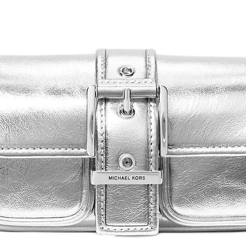 Michael Kors Колби металлическая фурнитура регулируемый плечевой ремень кожаная сумка-тоут через плечо мини женская серебристая