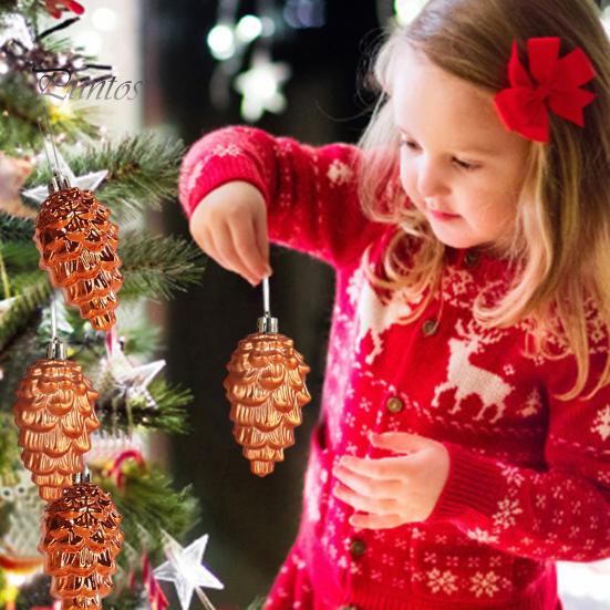 8 шт., подвески из сосновой шишки с ремешком, сверкающие яркие цвета, небьющиеся украшения для рождественской елки, реквизит для фотографий