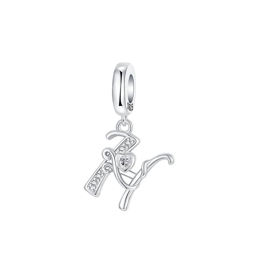 Оригинальные подвески-шармы с буквами алфавита от A до Z, медные, инкрустированные цирконом, подвески с любовными письмами, ювелирное украшение в подарок, подходят для браслета-бенгла