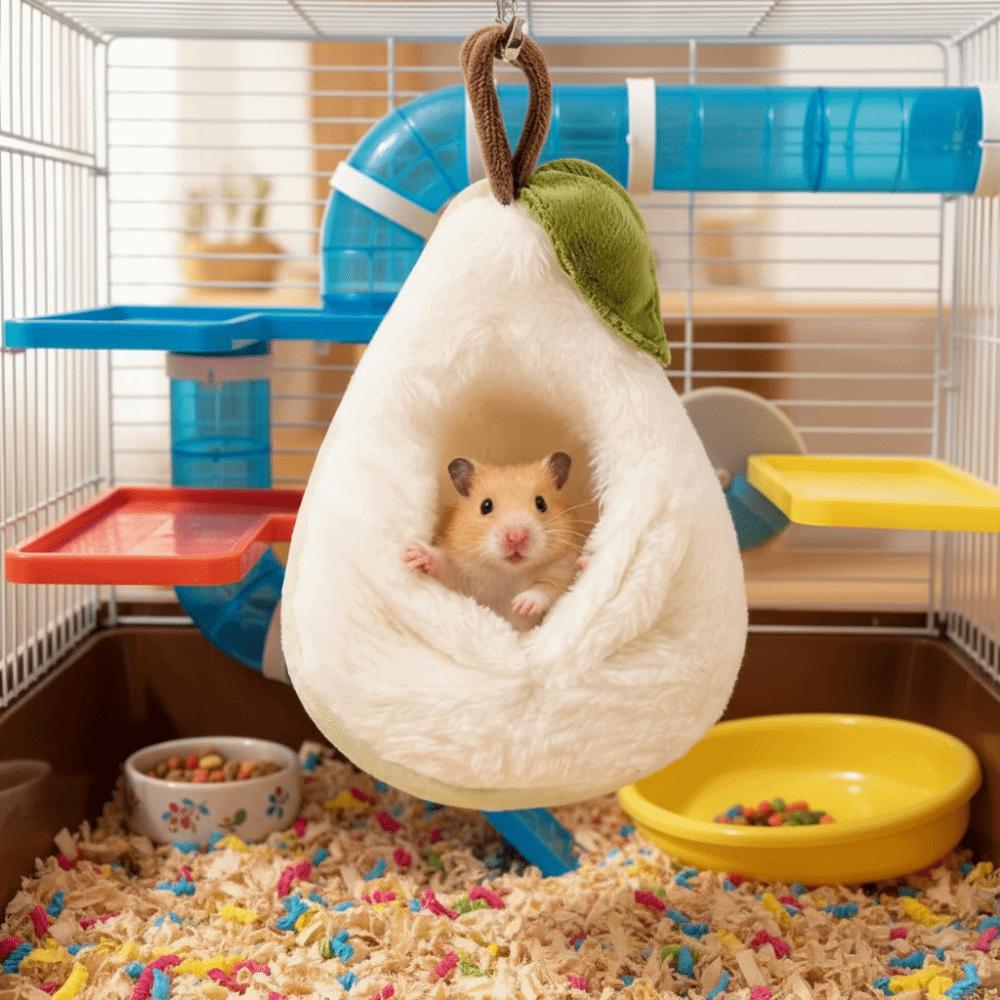 Hamster Cage Hamster Hammock Warm Pear Shaped Hamster Pouch Bed Soft Comfortable Hamster Hanging Bed for Guinea Pig Parrots