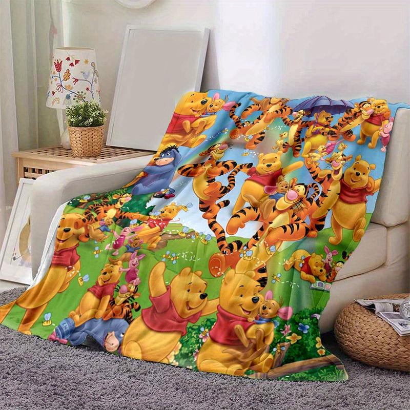 1pc. Cute Winnie The Pooh Cartoon Blanket, Soft Throw Blankets, Warm Cozy Bedding Decor Gift for Home Office Car Use All Year Round (Rainbow