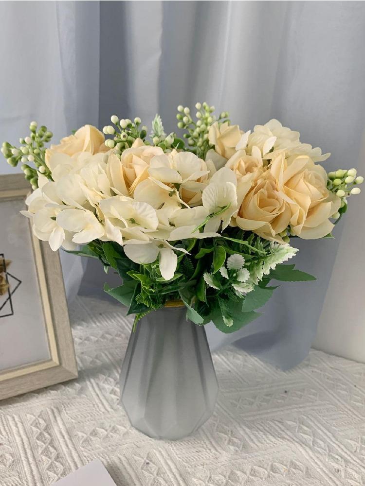 4 шт. 26 см искусственный букет роз и гортензий для гостиной, дома, свадьбы, внутреннего подоконника, украшения для двора, шелковые искусственные цветы
