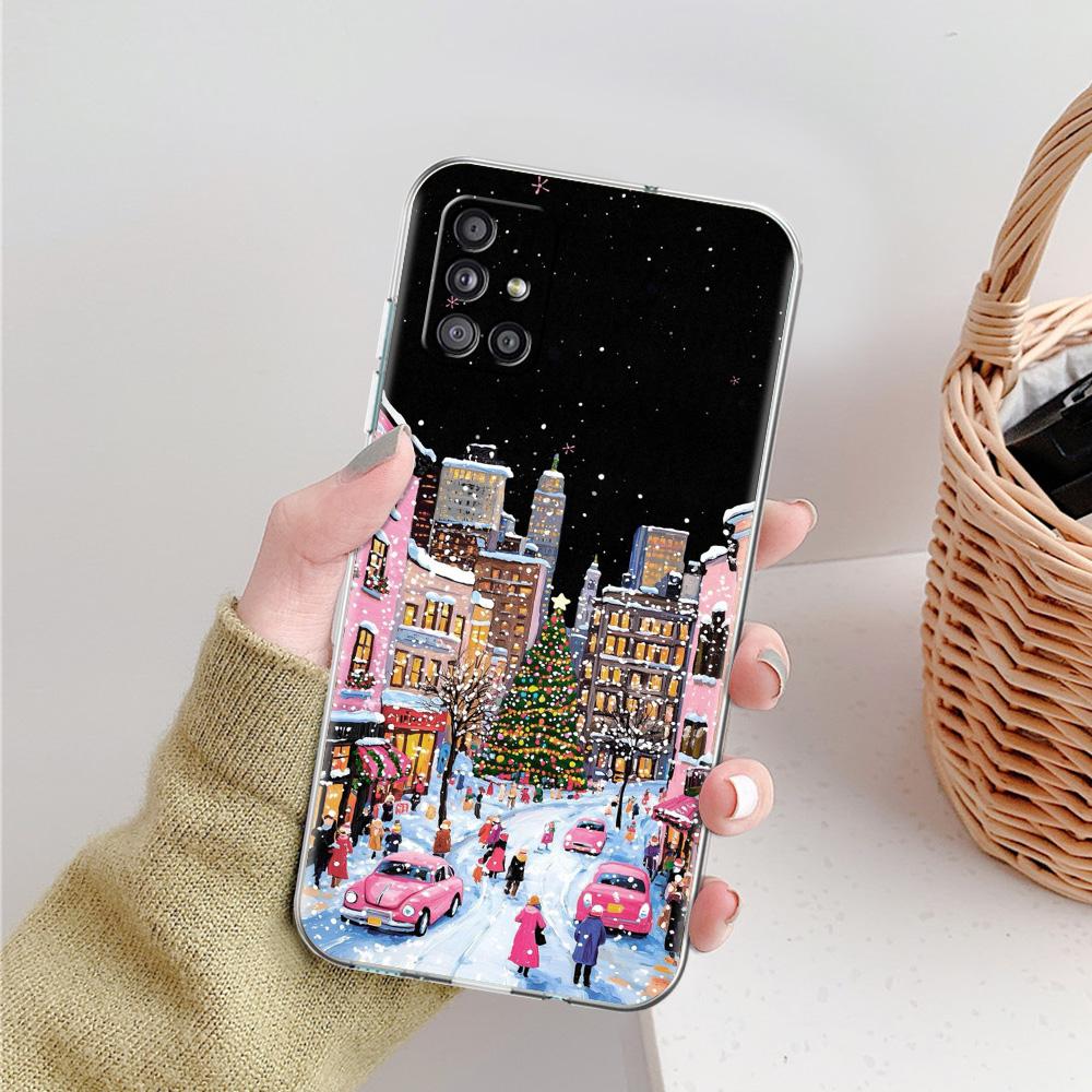 Чехол для телефона Samsung A15 A13 A35 A55 A51 A71 A41 A31 A21S A05 A17 A23 A25 A33 A53 A73 5G A07 4G Cover Мультяшный Рождественский Стиль