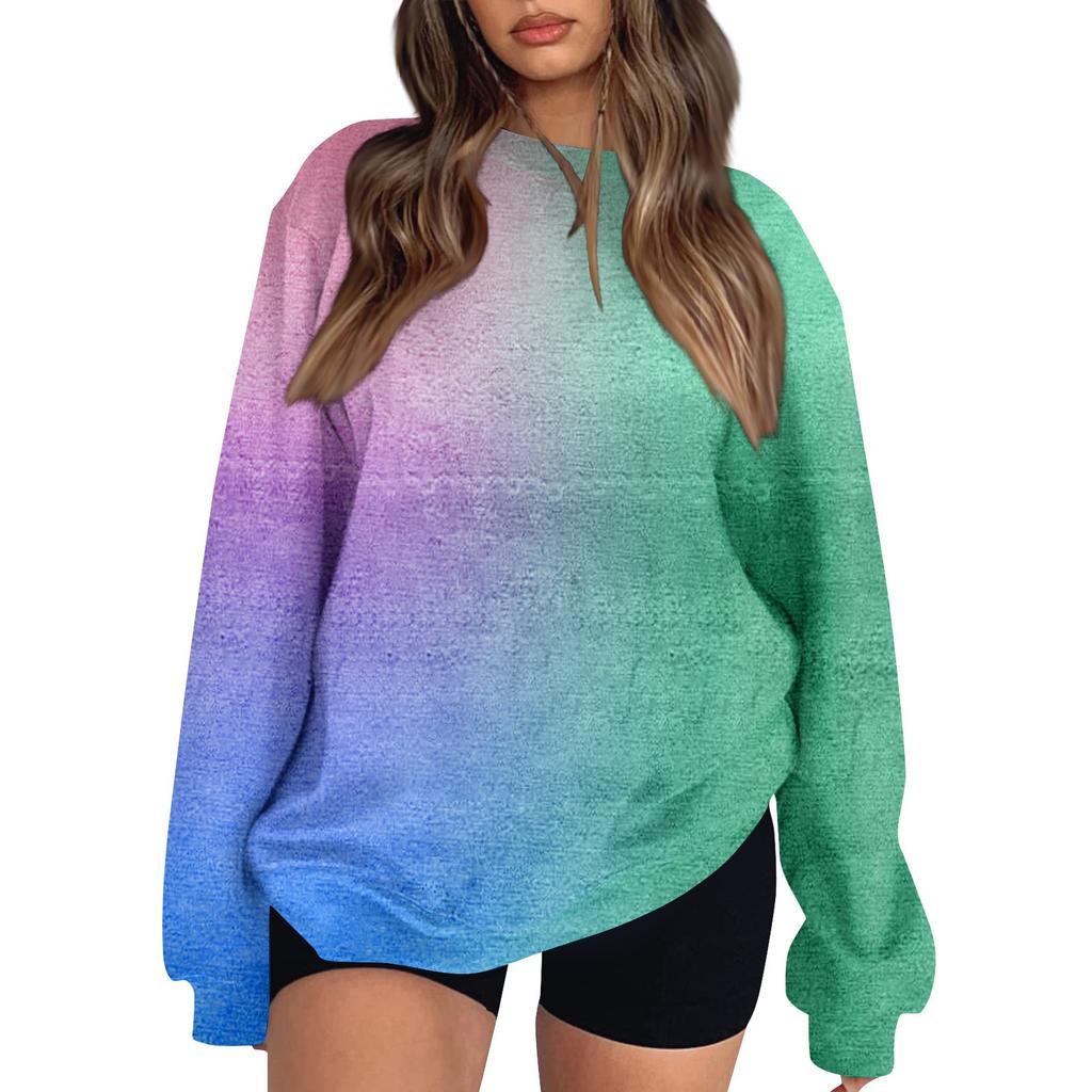 Женские топы Женский свитшот с длинным рукавом Повседневный с круглым вырезом Свободного кроя Пуловер Флисовые топы
