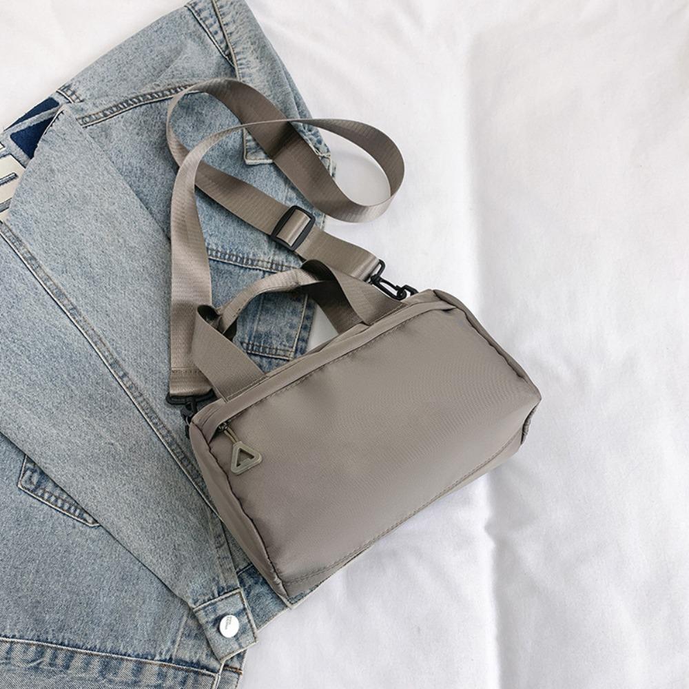 Solid Color Canvas Crossbody Bag Zipper Small Square Bag Portable Nylon Shoulder Bag Travel