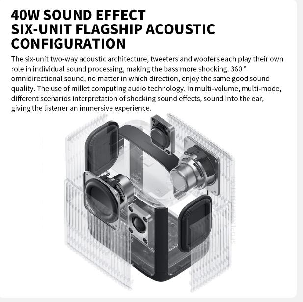 Xiaomi Уличная Bluetooth-колонка Camp 40 Вт HARMAN AudioEFX IP66 Уличный кемпинг Портативный звук 14 часов работы от аккумулятора