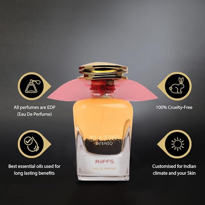 RiiFFS Bella Rouge Intenso Imported Long Lasting 100ml Women Perfume, Citrusy, Floral & Sweet, Soothing Fragrance