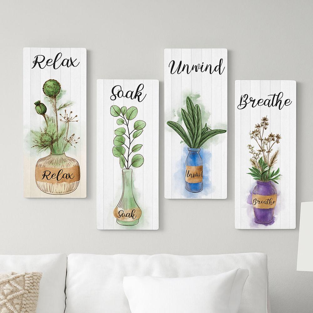 Handmade Plants Hanging Sign Wooden Wall Decor Paintings Wall Plate Floral Wall Art Office