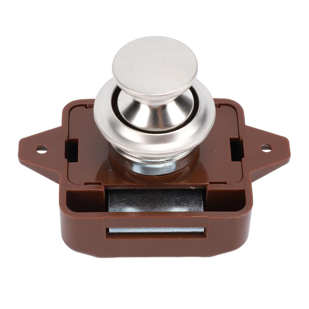 Кнопочная защелка для шкафа - Безключевая кнопочная защелка с фиксатором для двери шкафа для дома на колесах, яхты, автодома, кемпера, каравана (коричневый)