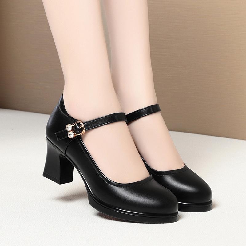 Водонепроницаемая платформа Высокий каблук Круглый носок Летняя модель Тренировочные Специальные Подиум Работа Одинарная обувь Элегантная Простая Черная Осень