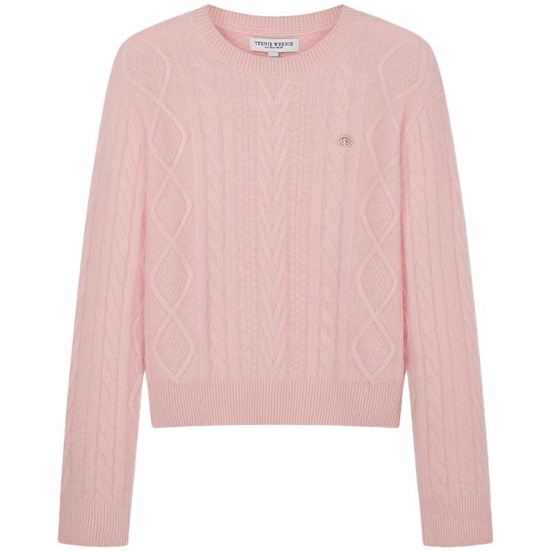 Teenie Weenie Women's Cable Knit Round Neck Sweater