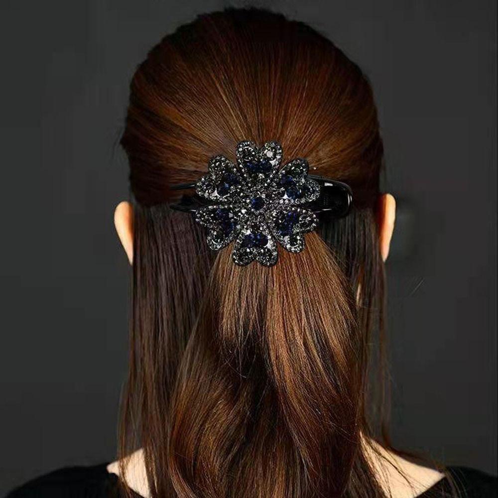 Korean Hair Claws Women Barrettes Flower Hair Clips Rhinestone Duckbill Clips Crystal Hairpins