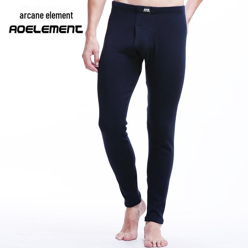 Men's Solid Color Slim Double-Layer Thickened Velvet Warm Pants for Autumn and Winter