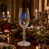 Holiday Party Drinkware Hand-painted Wine Glass, Bird And Floral Pattern Design Stem Goblet, Crystal Glasses Artistic Borosilicate Glass Goblet