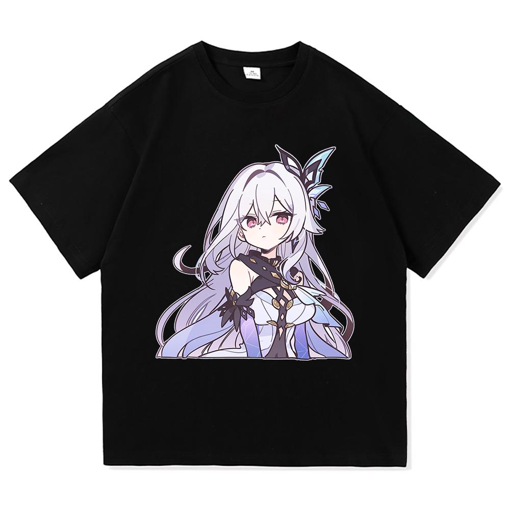 Футболка Genshin Impact Skirk Горячая Мода Мужская/Женская Эстетичная Смешная Милая Графическая Футболка Высокого Качества Повседневные Хлопковые Футболки