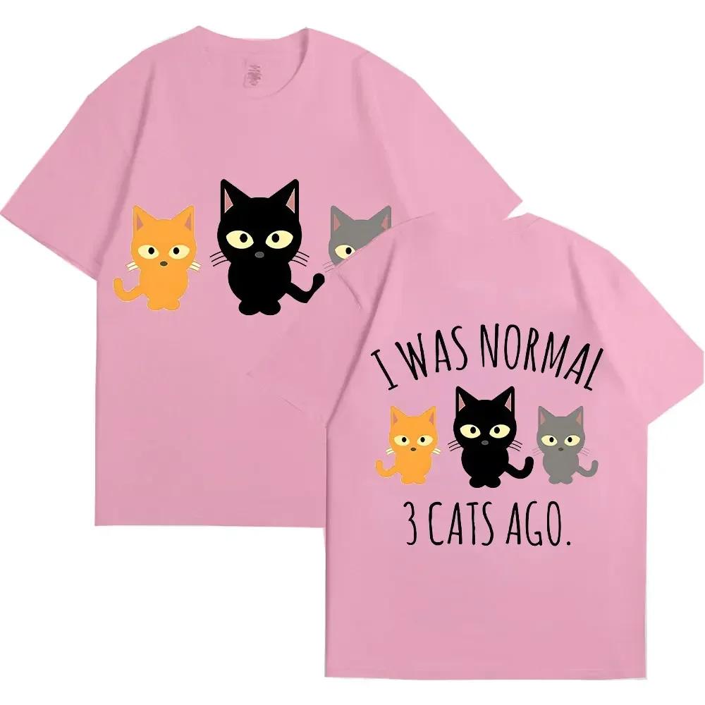 Модные мультяшные топы аниме женская футболка I Was Normal 3 Cats Ago женская одежда Harajuku футболки с коротким рукавом свободные уличные