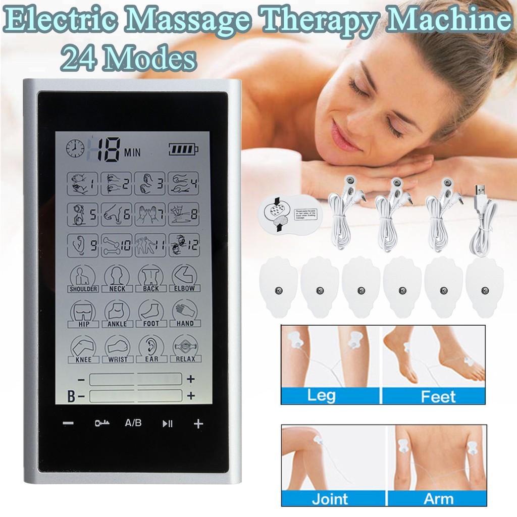 24 Modes 110-240V Ten Unit Electric Massage Pain Relief Muscle Therapy Stimulation Massager Adjustable Lightweight LCD Display