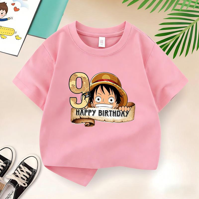 New Arrival AnimeThemed Happy 9 Birthday Kids Pure Cotton Printed TShirt A Perfect Gift
