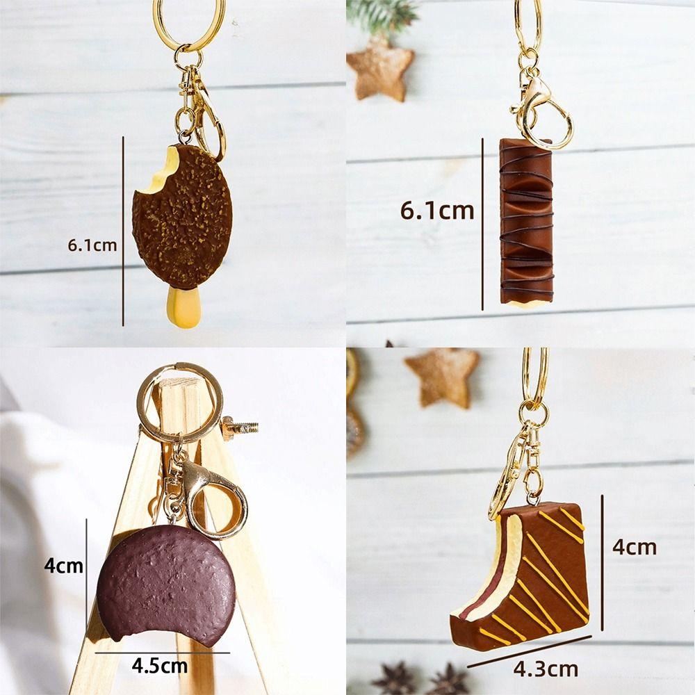 Realistic Food Chocolate Pie Keychain Simulation Dessert Bag Pendant Ice Cream Keychains Bag Decor