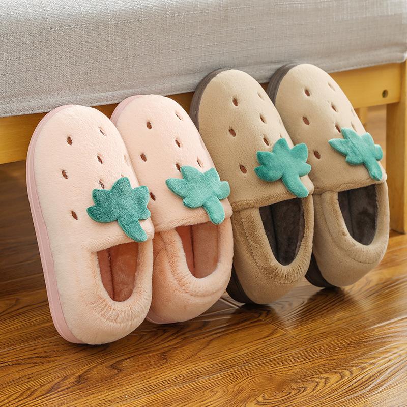 Хлопковые тапочки Женские Домашние Осенне-зимние Комнатные Теплые Для пар Плюшевые Домашние Противоскользящая Толстая подошва Обувь для беременных Зима