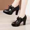 9cm 11cm Small Size 32-43 Elegant Black Bow Block High Heels Shoes for Office Model 2025 Thick Bottom Deep Mouth Platform Pumps