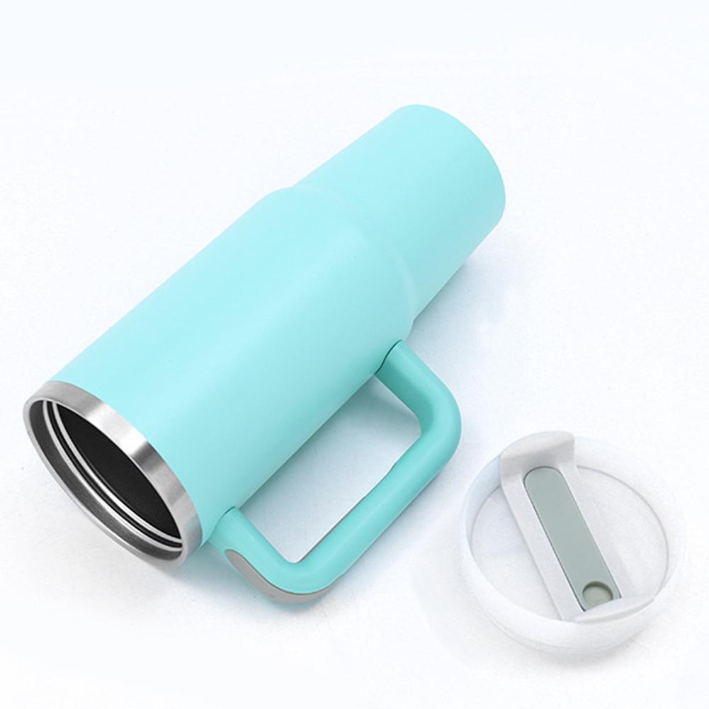 40-унциевый изолированный стакан с трубочкой и ручкой, двухслойная изолированная чашка из нержавеющей стали, переносная чашка для воды для холодных и горячих напитков