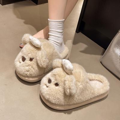 Милые мультяшные тапочки из хлопка с медведем-поваром для женщин, новинка осени и зимы, домашние тапочки Мао Мао для помещений