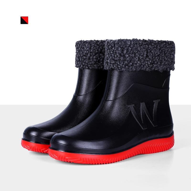 Mid-tube Fashionable Rain Boots Large Size For Men Women Kitchen Work Fishing Rain Boots Car Wash Water Shoes Rubber Overshoes