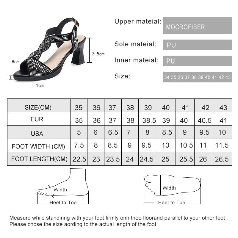 Модные сандалии AIYUQI Женские 2025 Новые Модные Летние Сандалии Женские С Открытым Носком Стразы Высокий Каблук Римские Туфли Женские