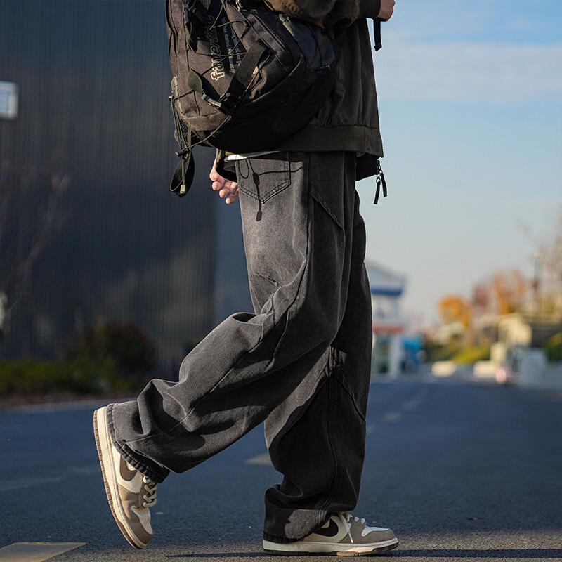 Мужские ретро джинсы Dingfengbaoluo свободного прямого кроя со складками ZW08