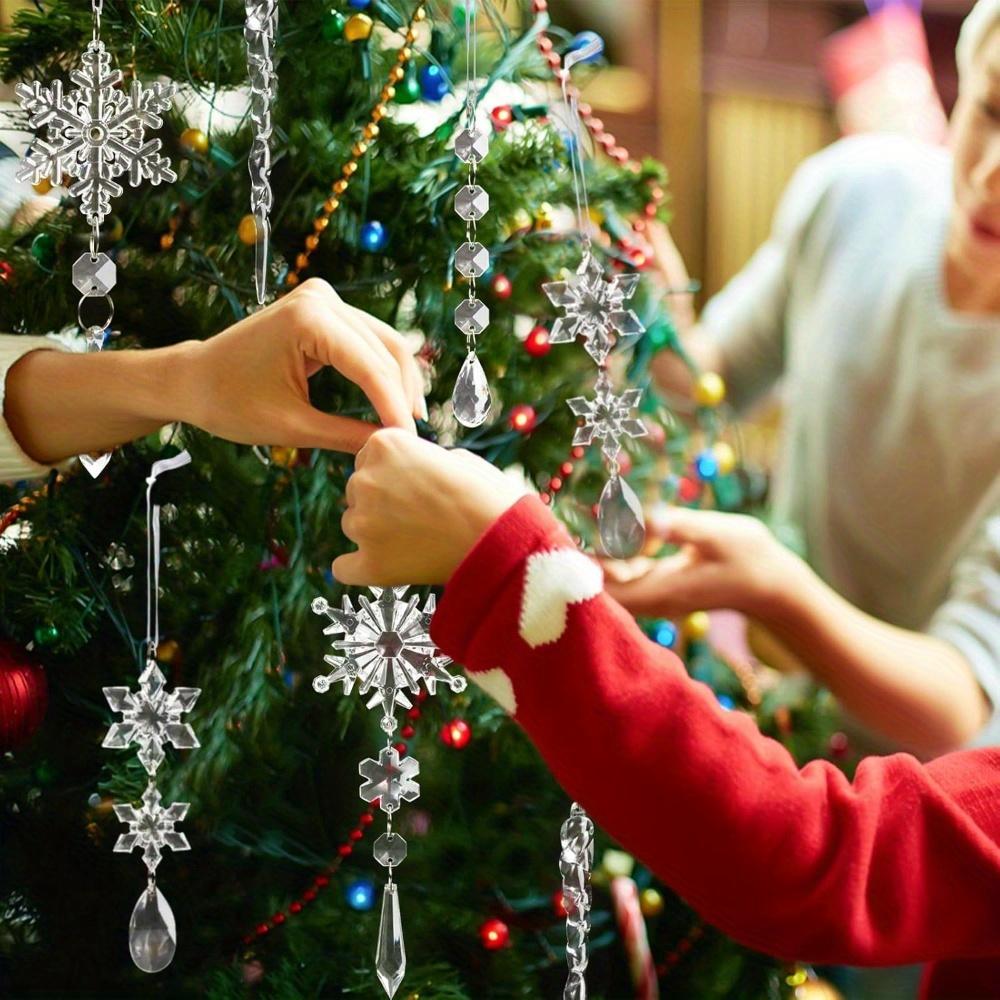 10 шт. Хрустальные рождественские украшения для украшения елки - Подвесные акриловые украшения в виде снежинок и сосулек с подвесками-каплями для люстры «Зимняя сказка»