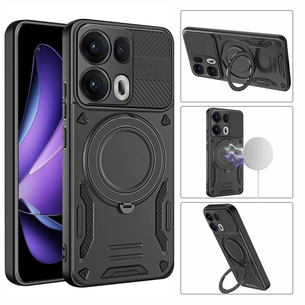 For Oppo Reno13 Pro 5G Magnetic Case Shockproof TPU + PC Phone Back Cover with Kickstand