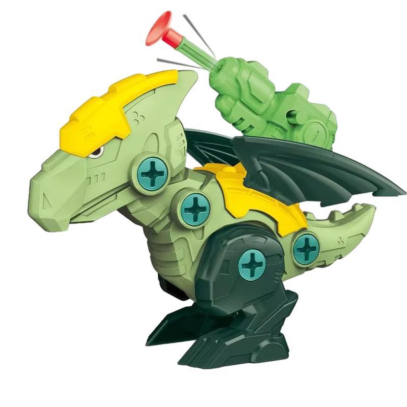 Children's Dinosaur 3D Puzzle Toys Press To Fire Bullets DIY Detachable Assembly Screw Toys