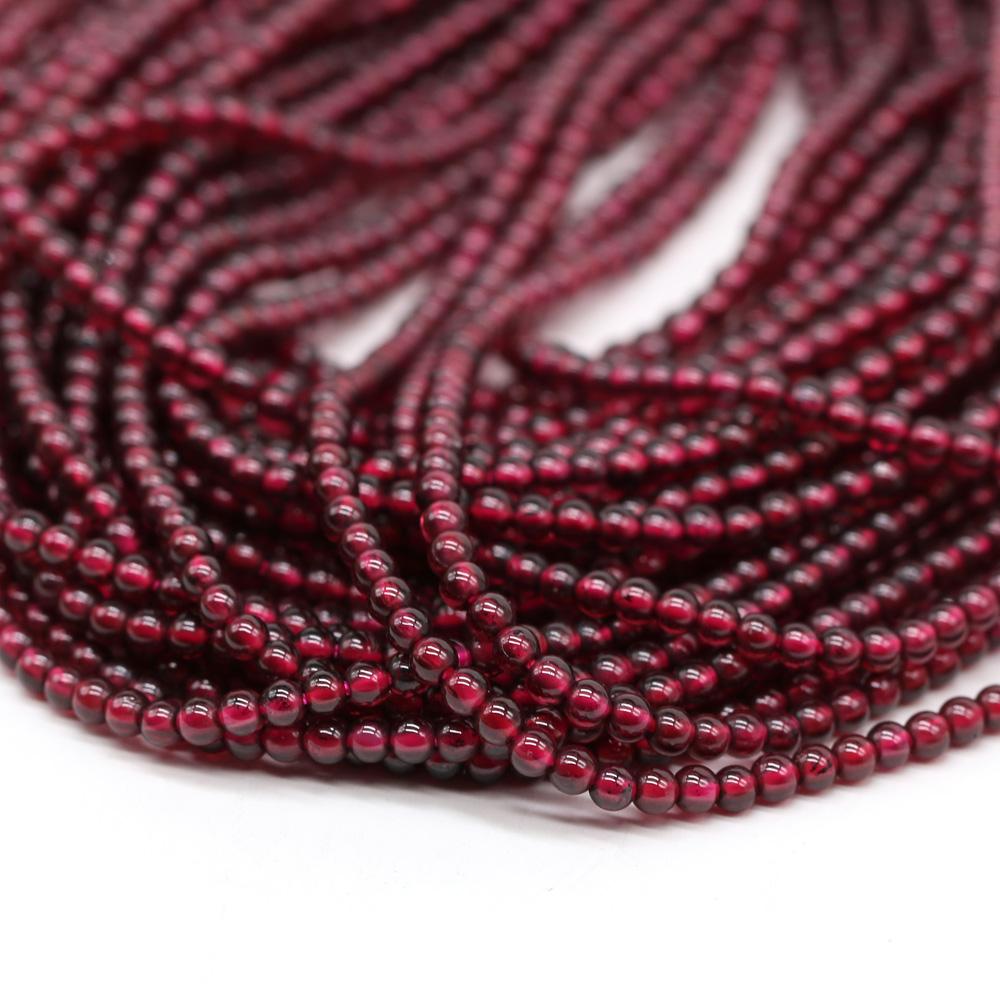 Бусины из натурального камня граната 2/3/4/мм круглые гладкие бусины для изготовления ювелирных изделий своими руками серьги браслет ожерелье аксессуары