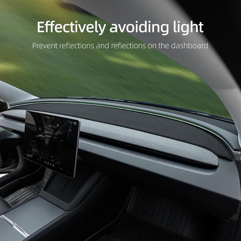 For Tesla Model Y Juniper Suede Leather Dashmat Model 3 Highland Car Dashboard Cover Pad Dash Mat SunShade Carpet Accessories