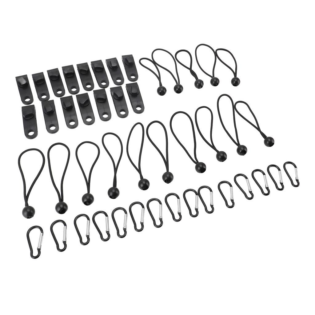 45 Pcs Black Tarp Clamps Set with Hooks and Bungee Cords Strong Gripping Power for Camping Vehicles
