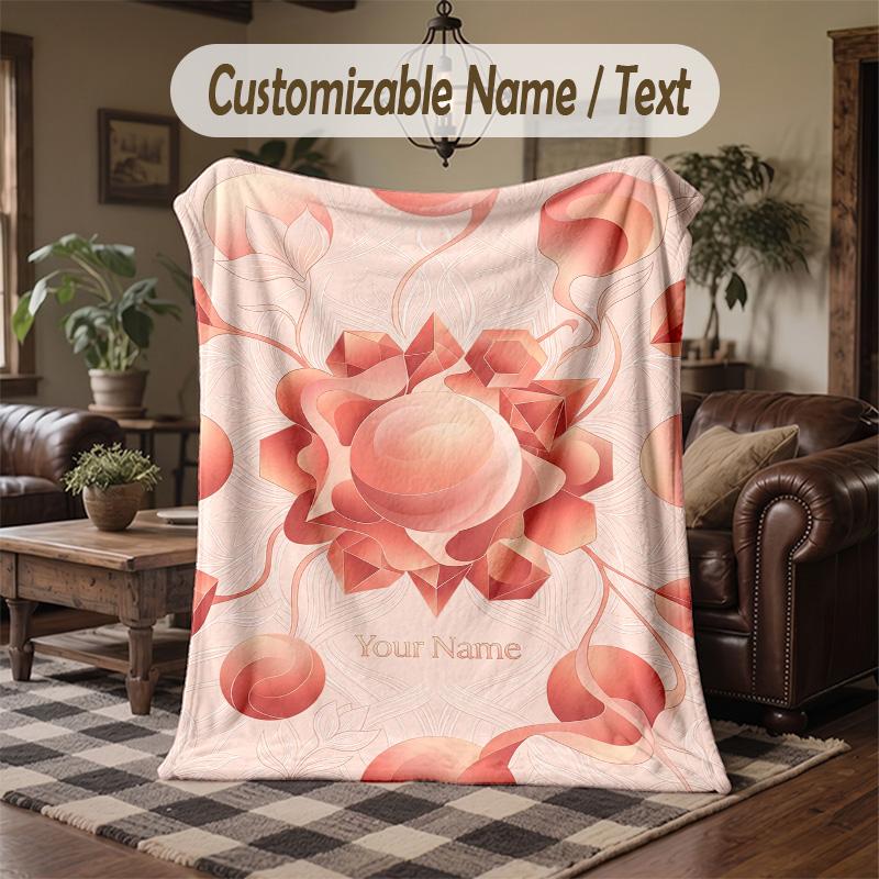 Floral Fantasy 1 Theme Throw Blanket Custom Name Text Personalized Blanket Soft Cozy Blanket for Home Sofa Bed