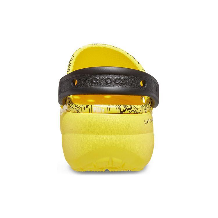 Crocs Smiley X Классические клоги Eva Толстая подошва Облачные туфли Женские клоги Желтый Черный 207233-90H