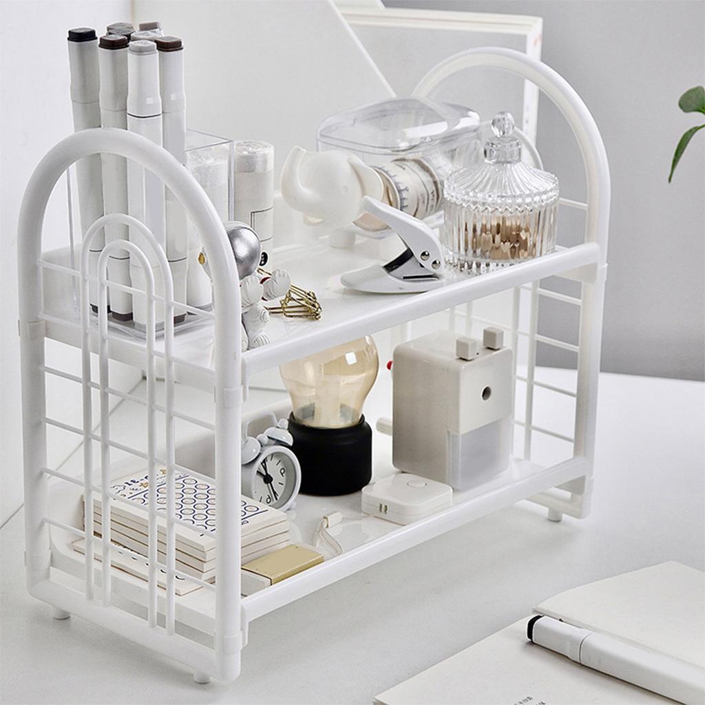 Простая двухъярусная настольная полка для хранения, мини-книжная полка для хранения вещей в офисе общежития